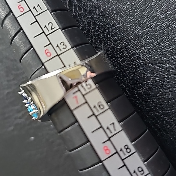 Sapphire & aquamarine ring sz 7 - Picture 3 of 6